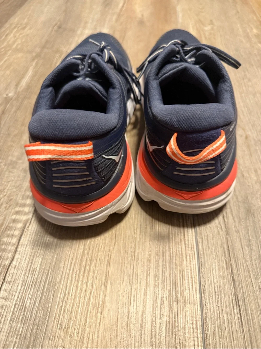 Hoka Bondi 7 Navy Athletic Shoes with Coral Accent